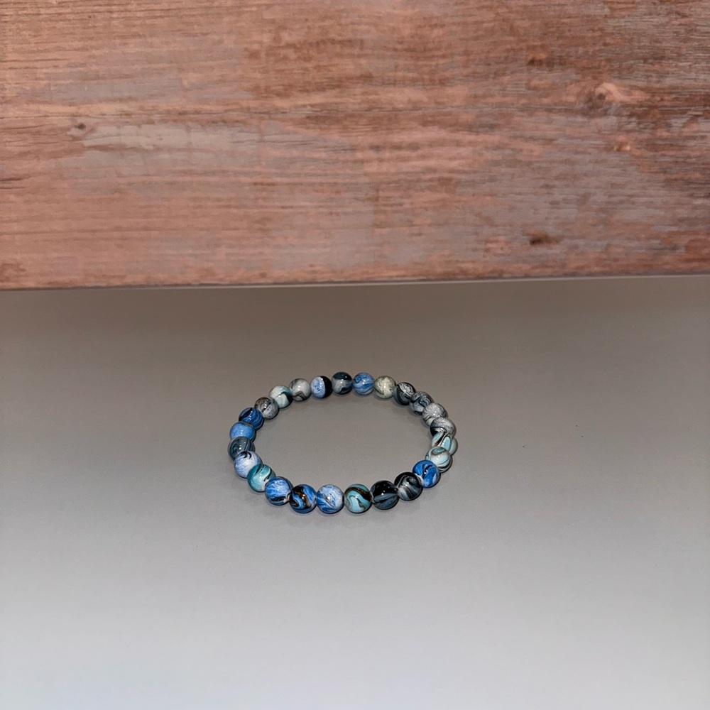 Blue and Black Beaded Bracelet